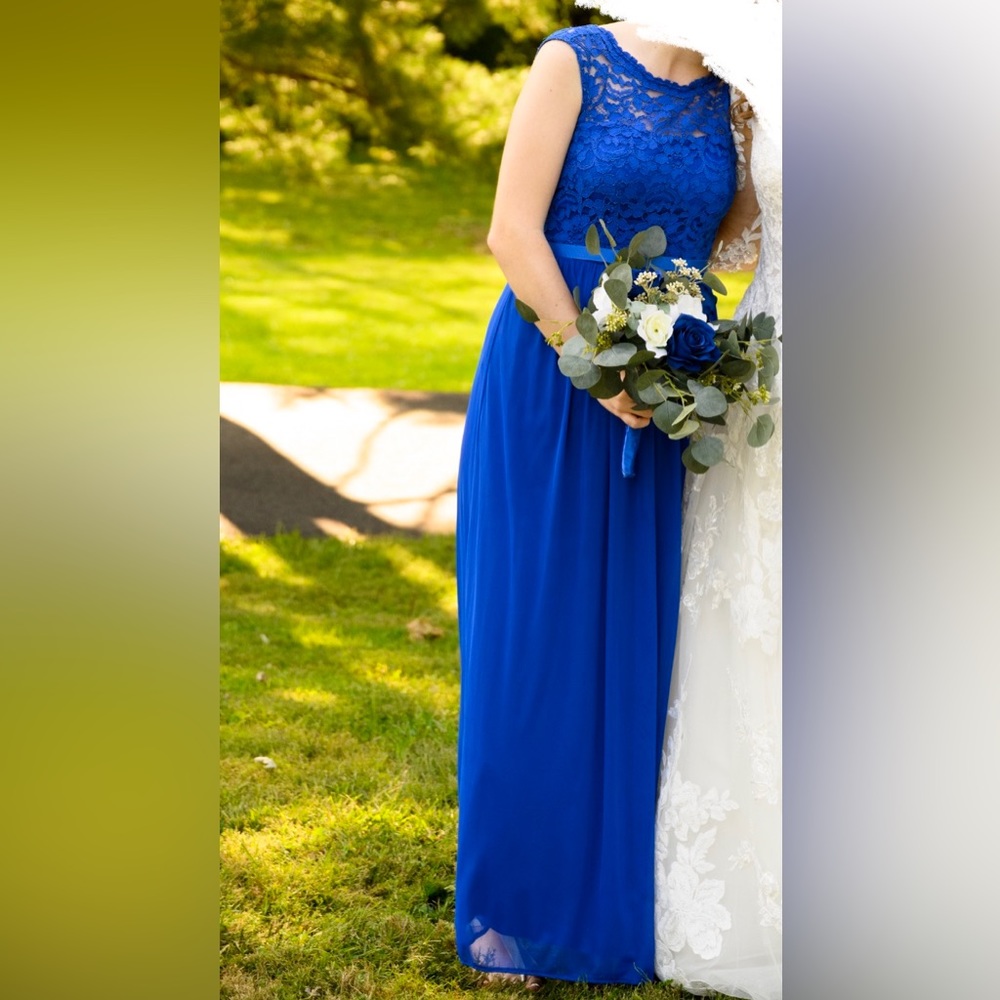 David’s Bridal Royal Blue Horizon Lace Top Bridesmaid Dress - SALE ✨